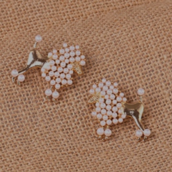 Pearly Poodle Gold S925 Embellished Earrings - Picture 3 of 6